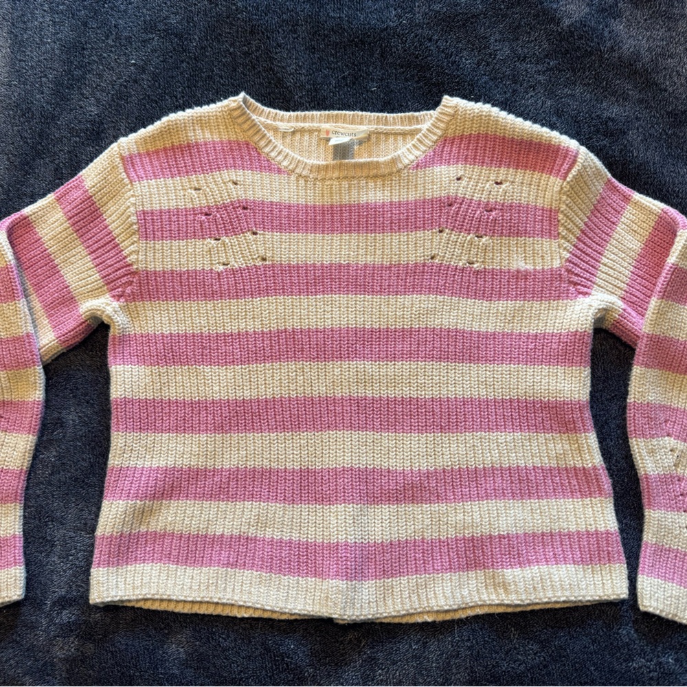 Crewcuts Pink and Cream Striped Sweater